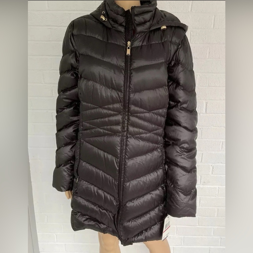 NWT Ellen Tracy Company Packable Down Puffer Coat Women’s Size XXL Black Hooded